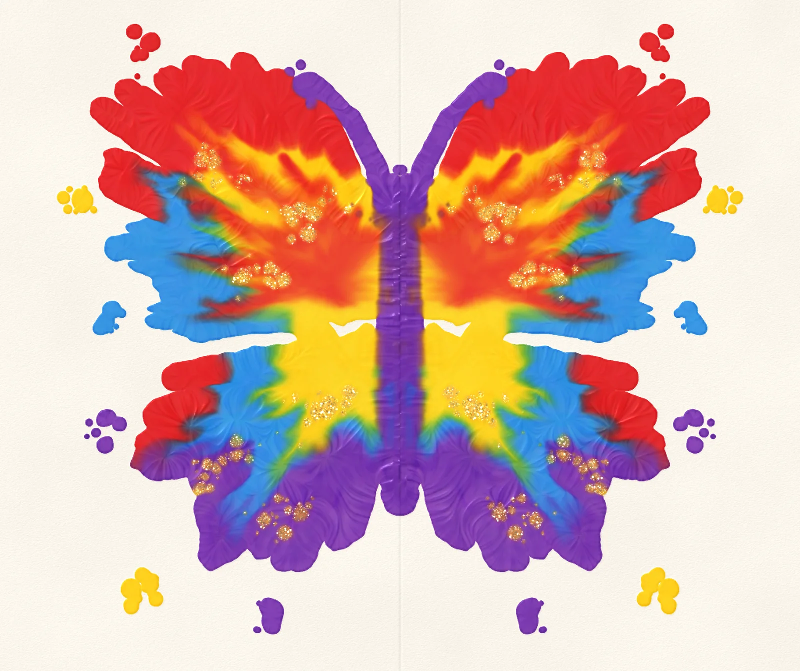 A Fold & Squish butterfly print with squished, glossy paint